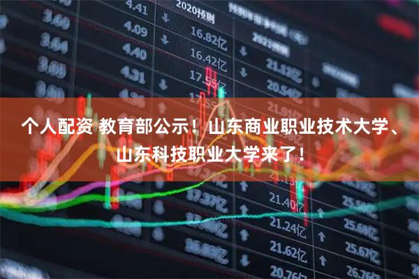 个人配资 教育部公示！山东商业职业技术大学、山东科技职业大学来了！